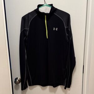Under Armour Black Men’s Half-Zip Performance Jacket with Neon Yellow Accent